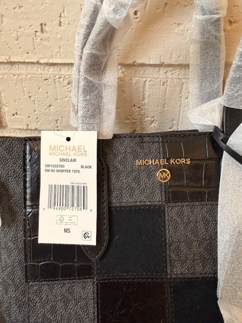 Michael Kors Sinclair Small NS Shopper Tote Black NWT 30F1G5ST00